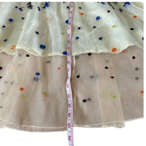 Antrophology Vicky and Lucas Floral Embroidered Midi Dress Sheer Overlay Party L - Picture 9 of 13